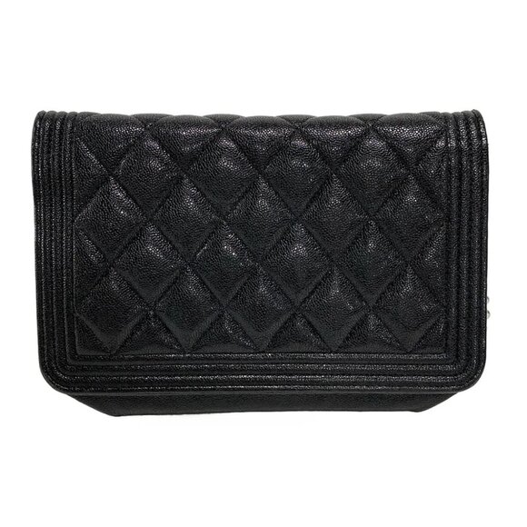 Auth CHANEL Boy Chanel / Matelasse A80287 Black Grained Calfskin - Picture 2 of 13